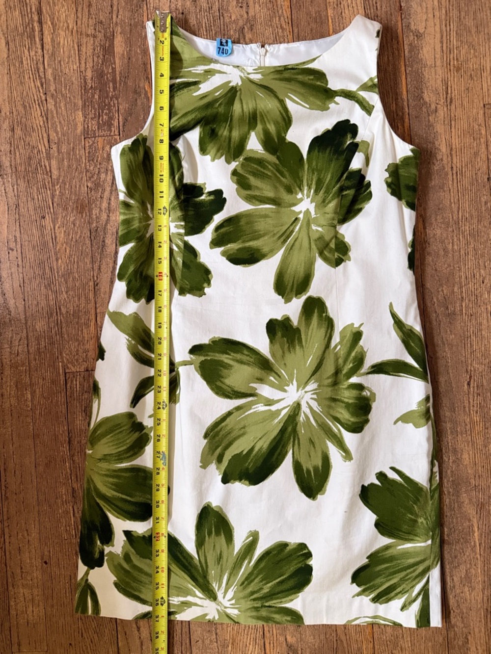 Jones New York White Cotton Dress with Green Floral Print - Picture 7 of 8
